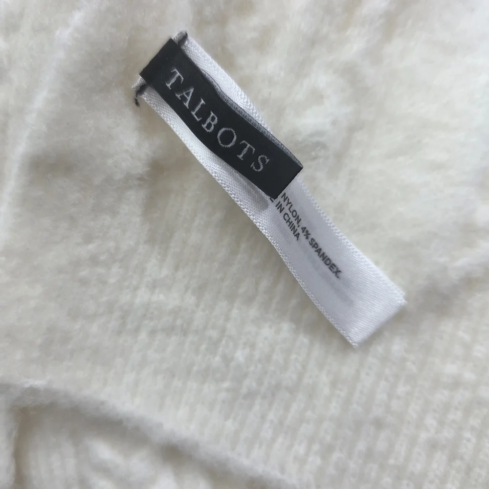 Talbots Ivory Cable Knit Scarf Pearl Beaded Soft Cozy Winter Wrap‎
